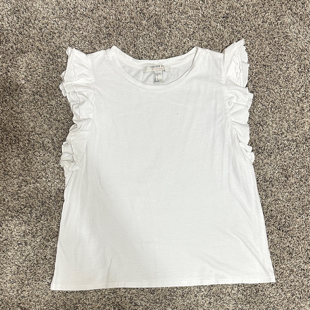 Forever 21 White Ruffle Sleeve Blouse